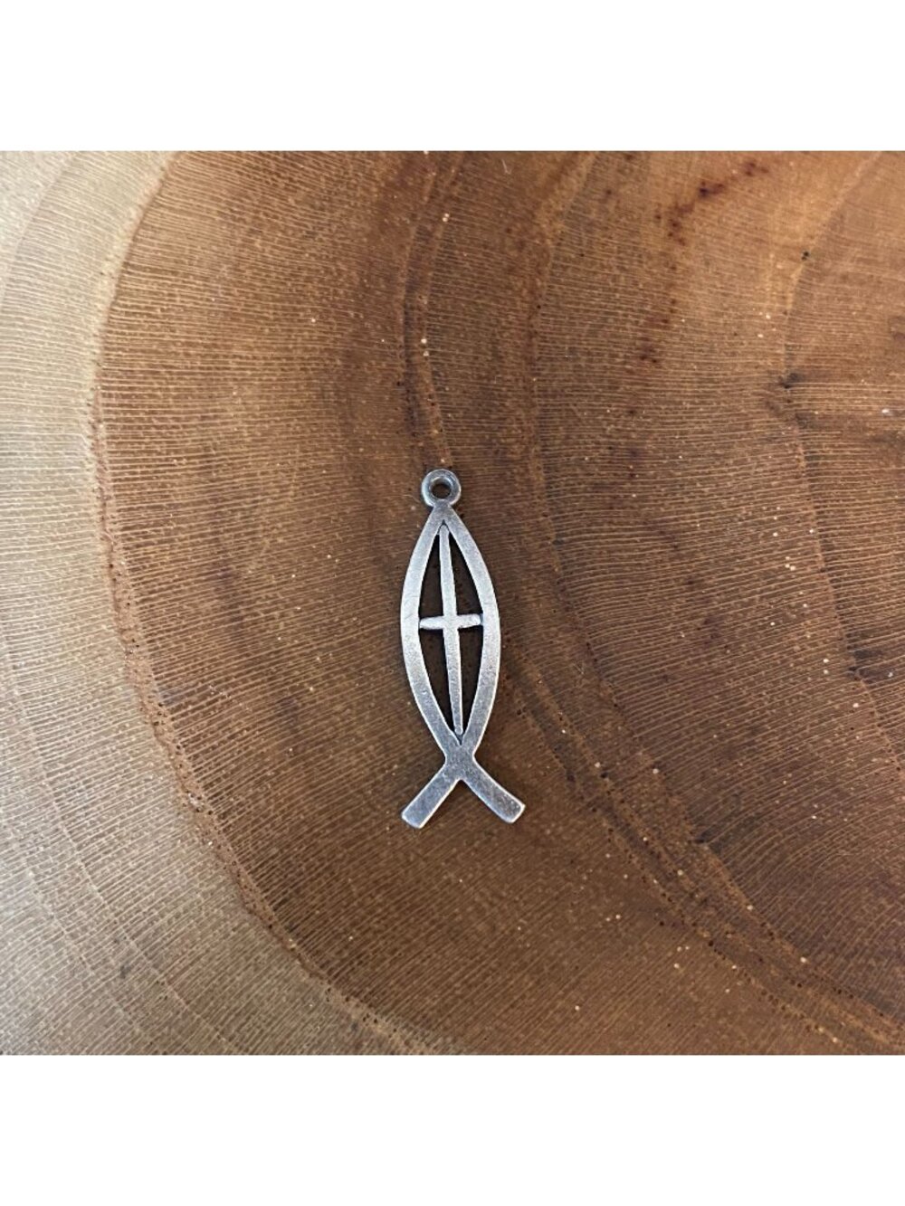 RETIRED James Avery Ichthus Cross Charm, Sterling Silver
